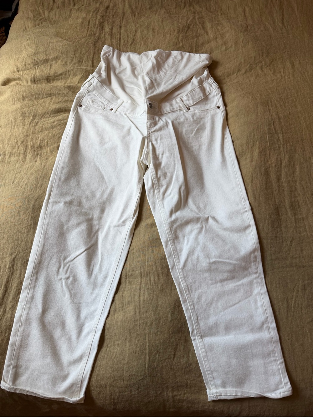 H&M Maternity Straight Leg White Jeans
